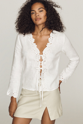 Rails Fleur Linen Tie-Front Blouse | Anthropologie