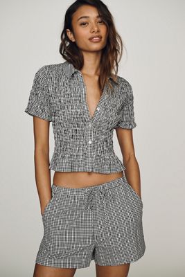 English Factory Cotton Scallop Peplum Top | Anthropologie