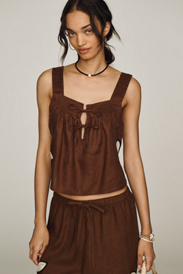 Rails Calais Linen Tank Top In Brown