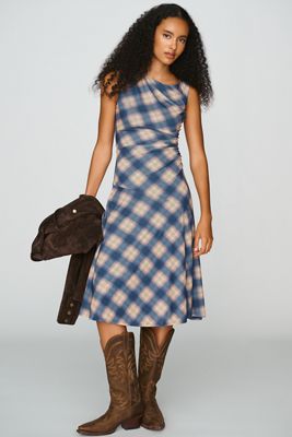 Rails Sorra Plaid Ruched Midi Dress