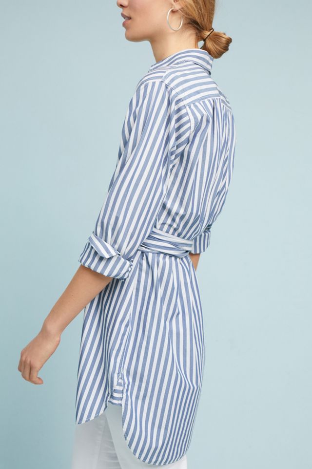 current elliott shirt dress Current/ Elliott ALDA STRIPE SHIRT DRESS - Blue Lagoon Stripe