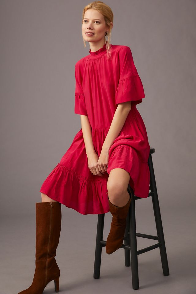 knee length dresses for ladies Ruffled mini dress