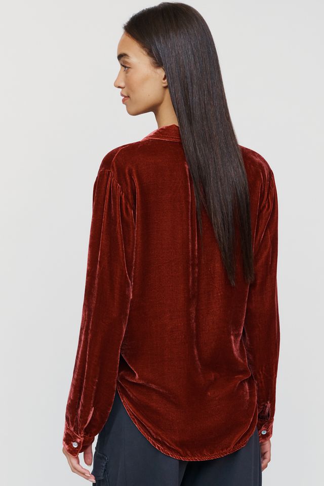Bella Dahl Silk Blend Velvet Buttondown Shirt #2