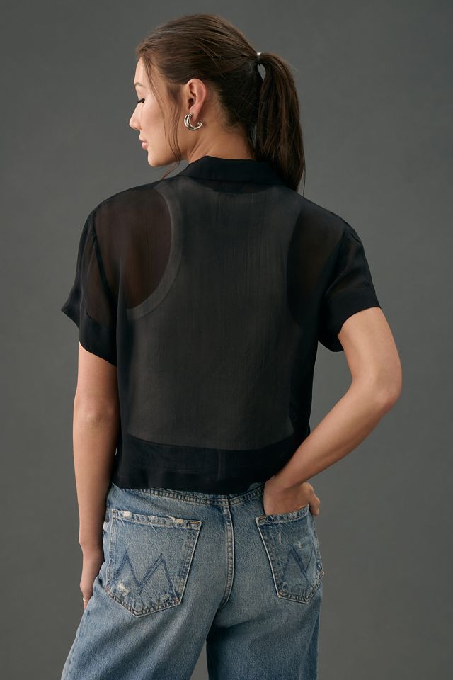 MOTHER Back Alley Sheer Button-Front Short-Sleeve Shirt #2
