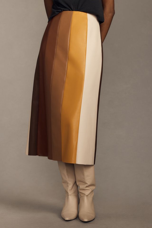 MOTHER The Bits and Pieces Faux Leather Midi Skirt #1