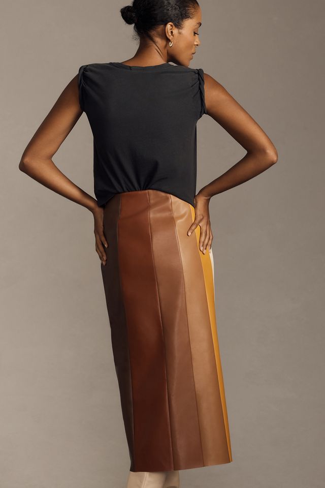 MOTHER The Bits and Pieces Faux Leather Midi Skirt #2