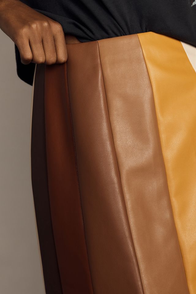 MOTHER The Bits and Pieces Faux Leather Midi Skirt #3
