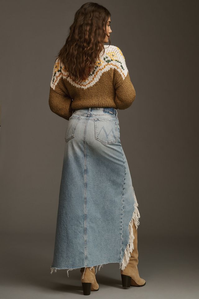 MOTHER The Ditcher Maxi Super Fray Denim Skirt | Anthropologie