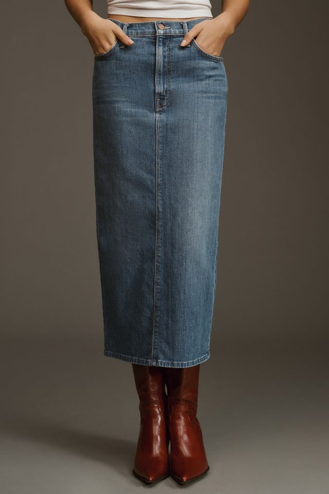MOTHER The Pencil Pusher Denim Midi Skirt | Anthropologie