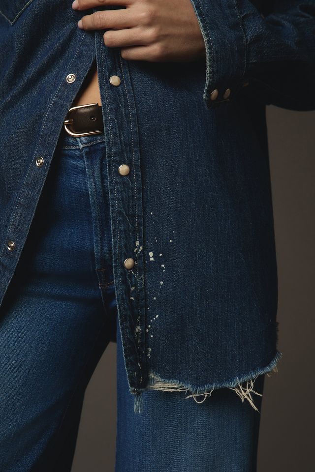 MOTHER The Western Distressed Denim Buttondown Shirt #1