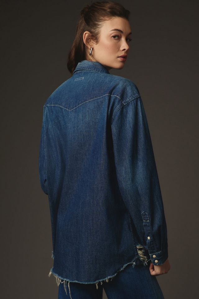 MOTHER The Western Distressed Denim Buttondown Shirt #2