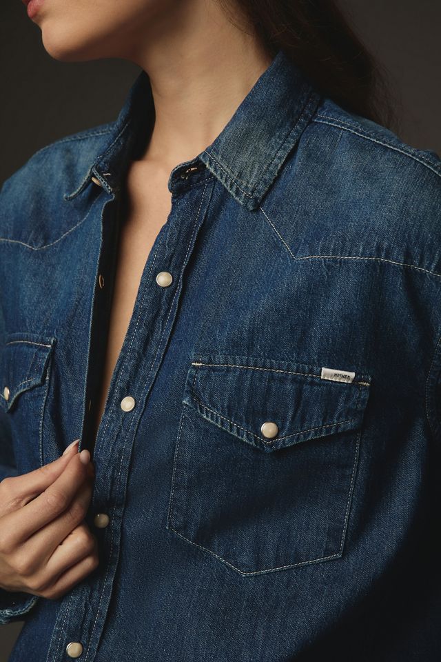 MOTHER The Western Distressed Denim Buttondown Shirt #3