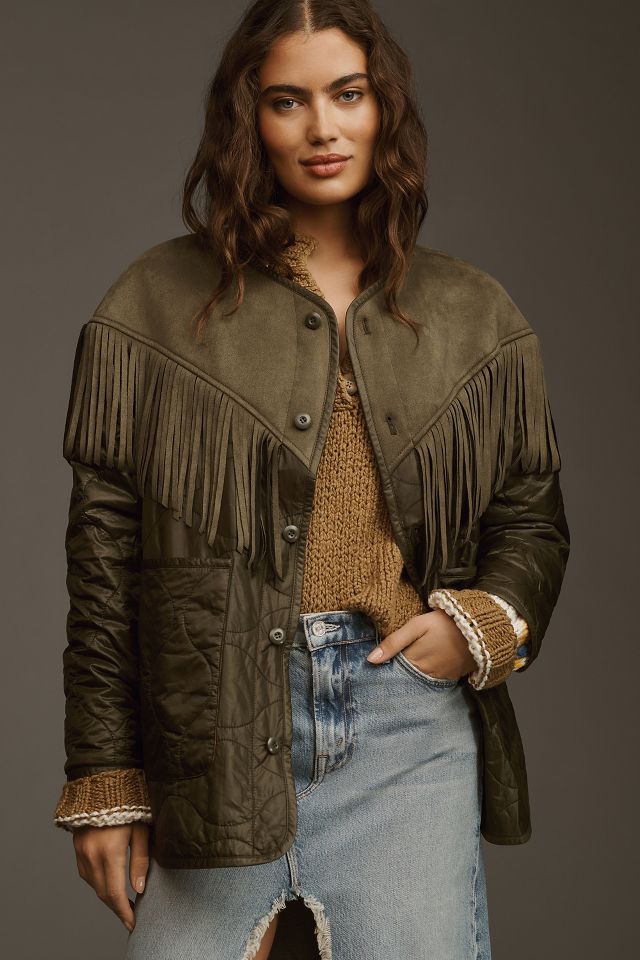 Anthropologie fringe cheap jacket