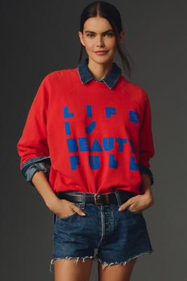 Mother The Biggie Message Sweatshirt In Red