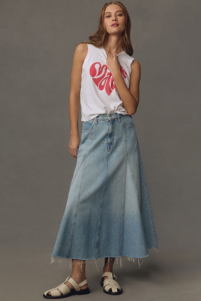 Swing denim a-line midi skirt sale