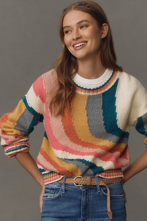 Shop Mother The Itsy Crop Sweater In Multicolor