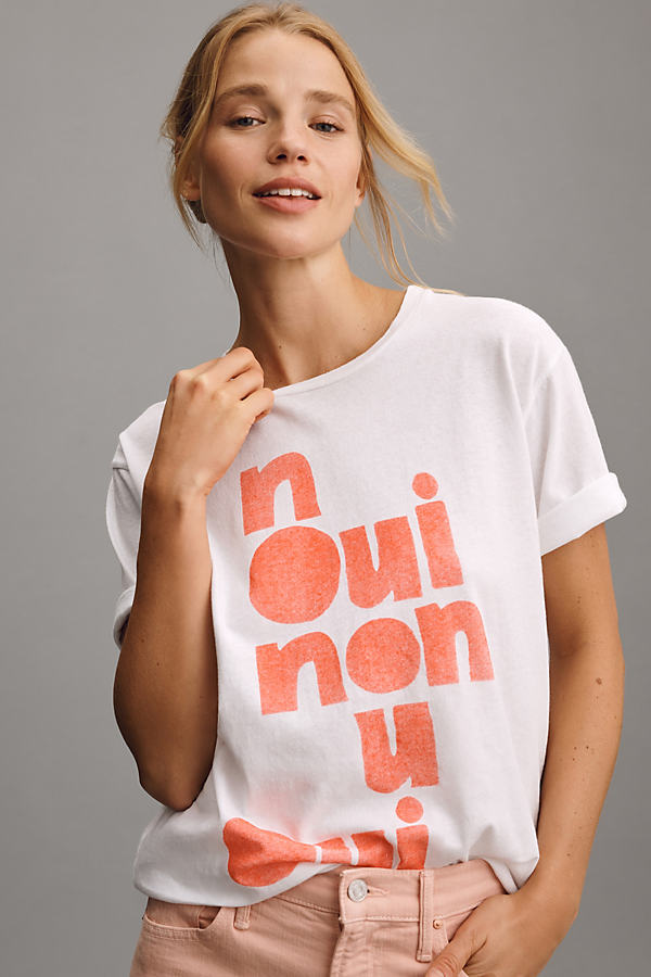 Shop Mother The Rowdy Oui Non Tee In White
