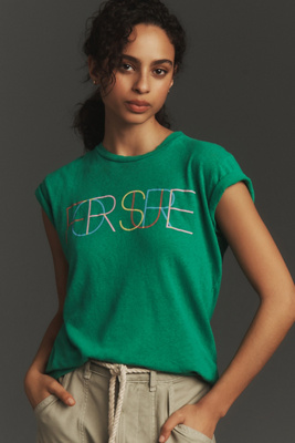 Shop Mother The Sinful Linen Tee In Green