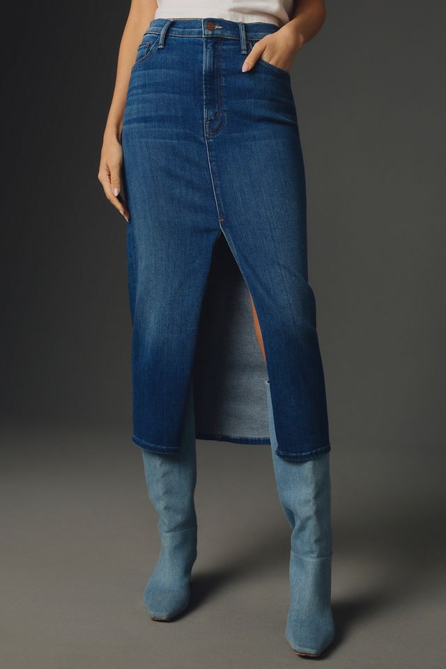 MOTHER The Reverse Pencil Pusher Denim Midi Skirt | Anthropologie