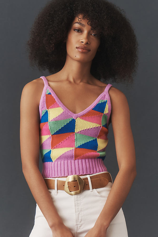 Shop Mother The Band Wagon Knit Tank Top In Multicolor