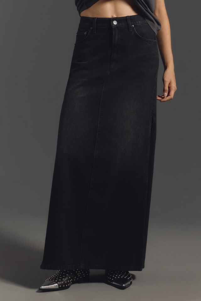 MOTHER The Fun Dip Slice Denim Maxi Skirt #1