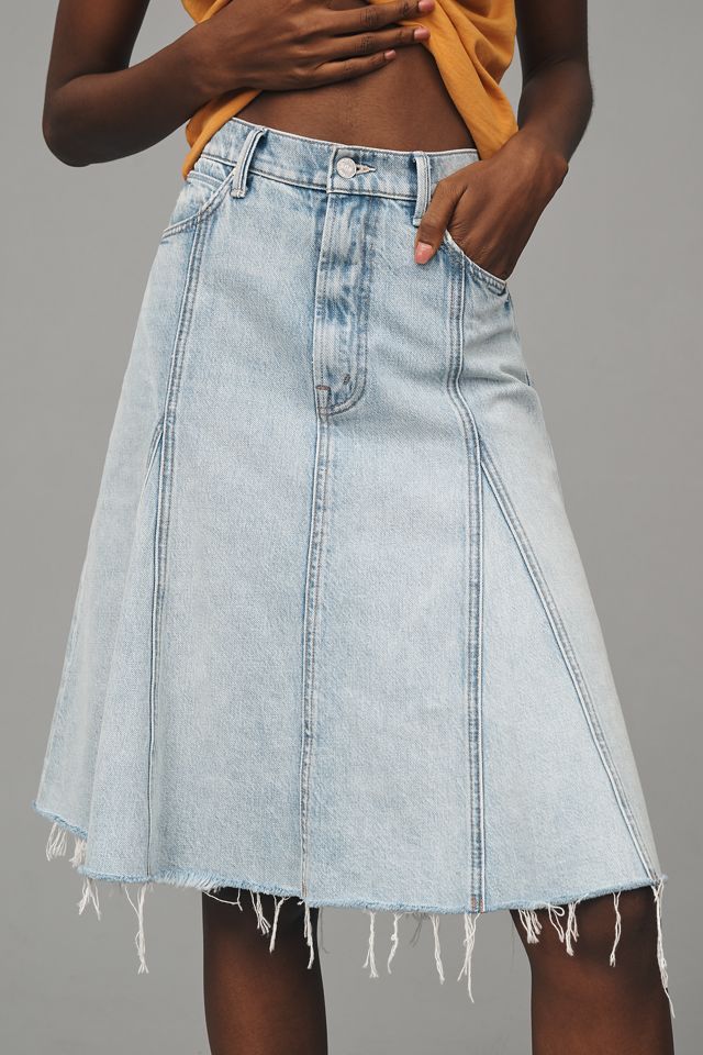 MOTHER The Half Swing Fray Denim Midi Skirt #1