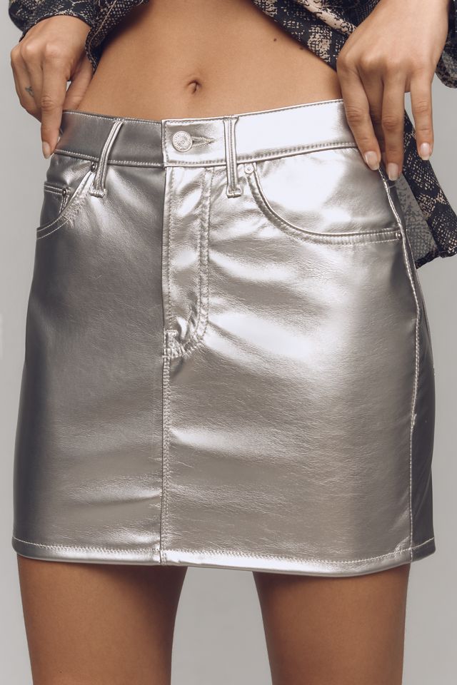 MOTHER The Vagabond Zip Faux-Leather Mini Skirt #1