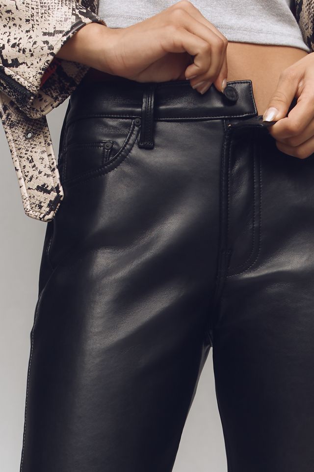 MOTHER The Smarty Pants Skimp Leather High-Rise Straight-Leg Pants #2