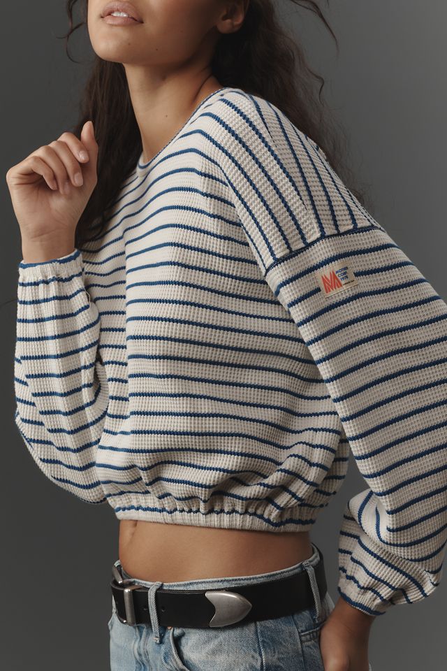 MOTHER The Swipe Long-Sleeve Crew-Neck Cropped Top #1