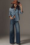 The Leon Double Hem High-Rise Wide-Leg Cuffed Jeans by Pilcro