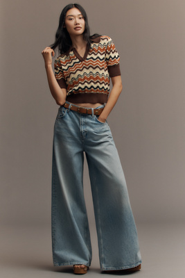 MOTHER The Short-Sleeve Knit Polo Top | Anthropologie