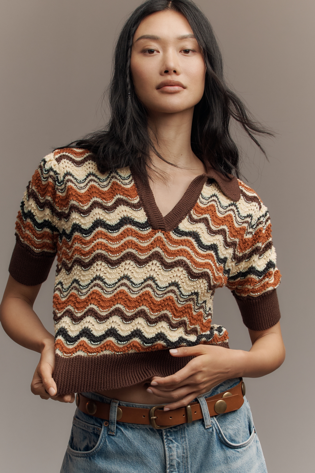 MOTHER The Short-Sleeve Knit Polo Top