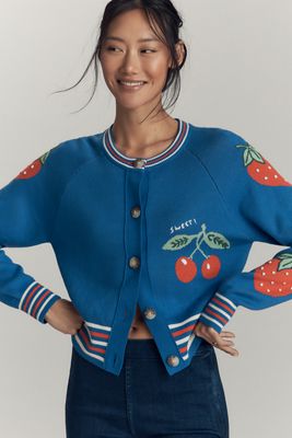 MOTHER The Crop Rib Crew-Neck Cardigan Sweater