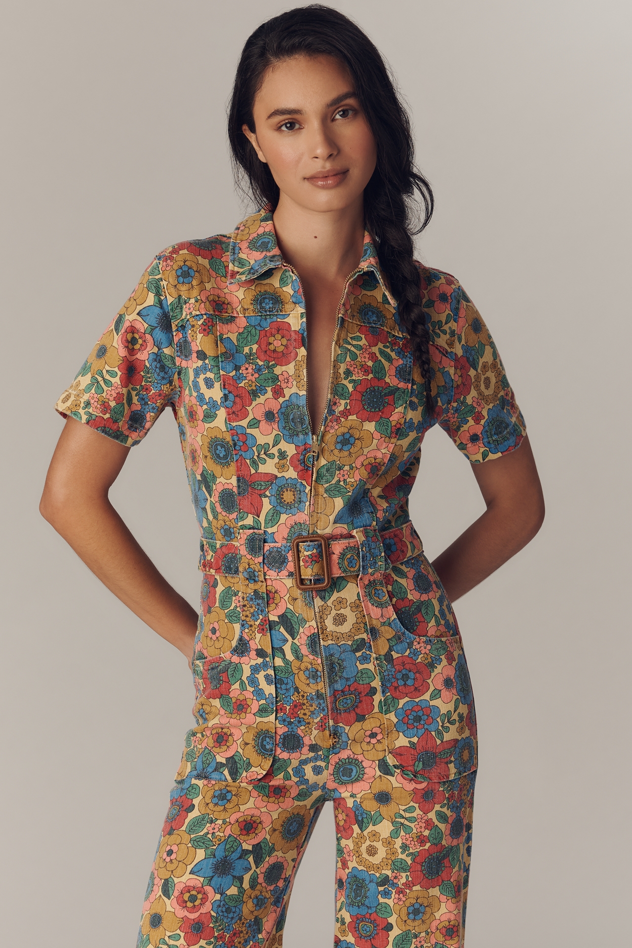 MOTHER The Hustler Roller Short-Sleeve Jumpsuit