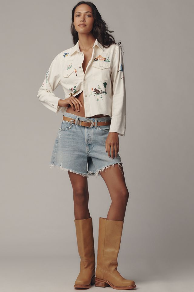 MOTHER The Super Ex's Crop Fray Buttondown Shirt #2