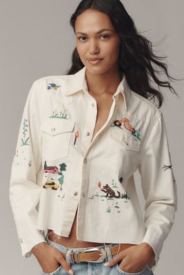 MOTHER The Super Ex's Crop Fray Buttondown Shirt