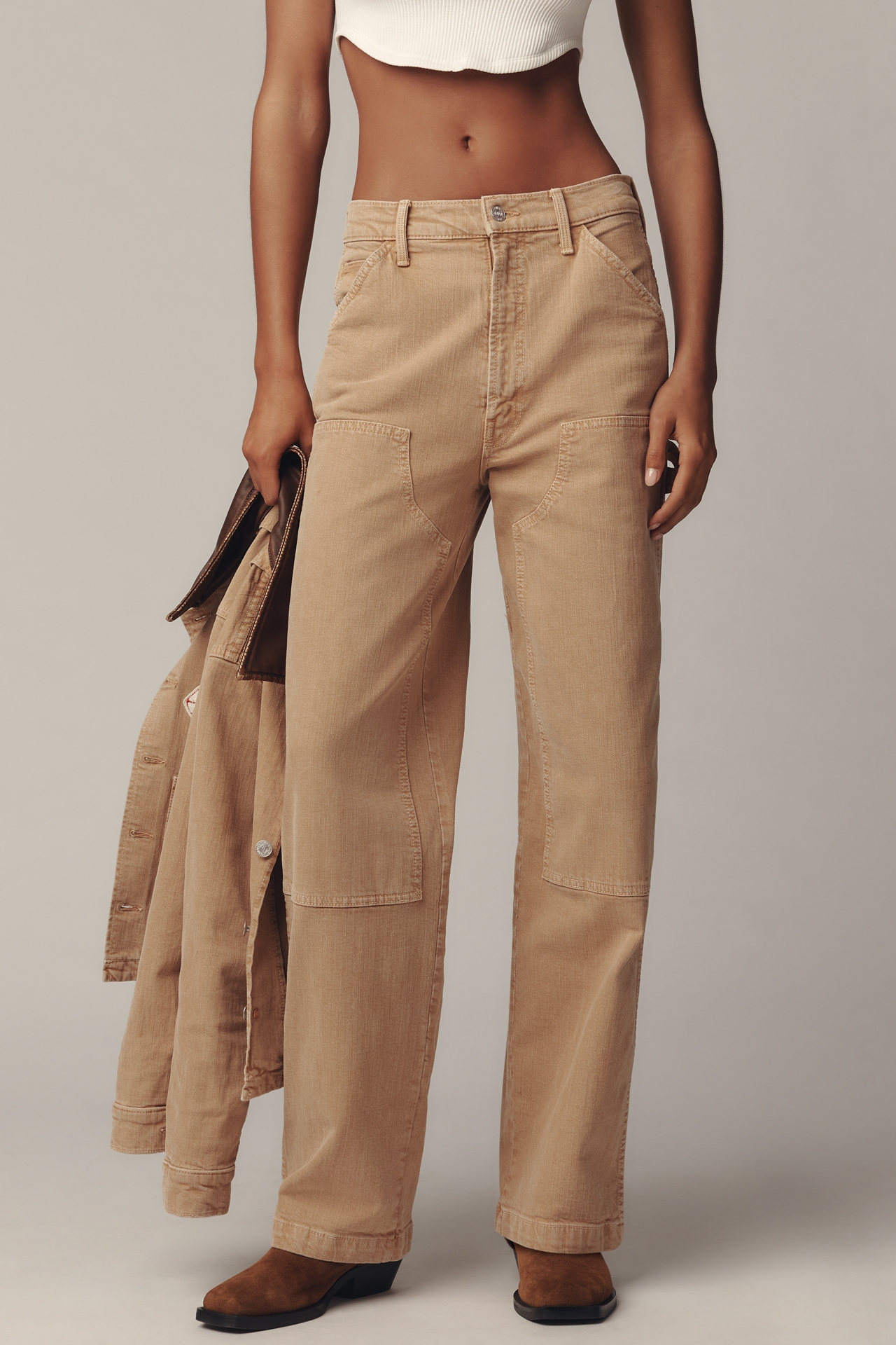 MOTHER Bee's Knees Stud Finder Wide-Leg Pants
