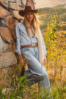 Mother All My Exes Embellished Denim Buttondown Shirt In Blue