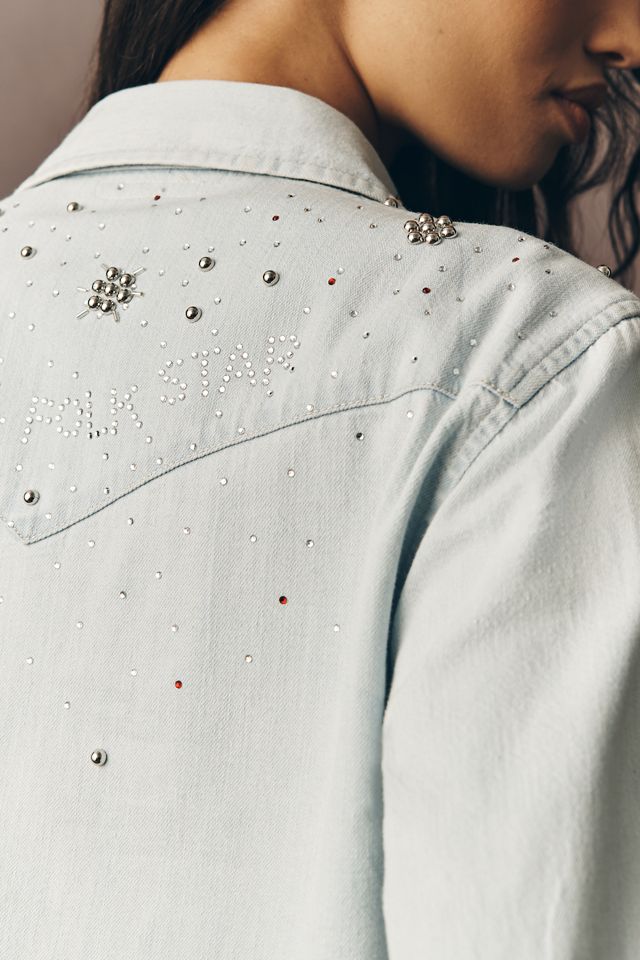MOTHER All My Exes Embellished Denim Buttondown Shirt #5