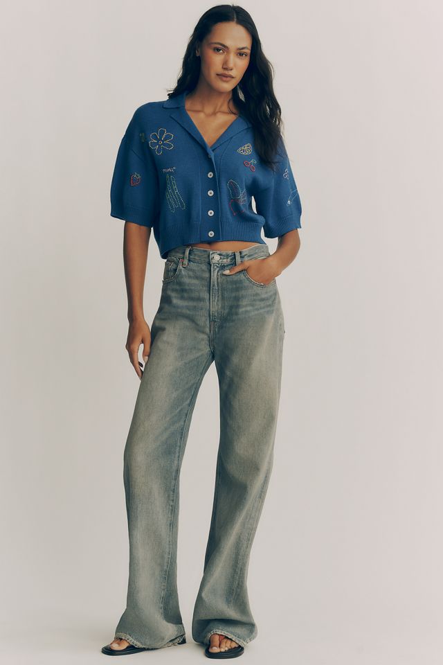 MOTHER The Boxy Raquette Short-Sleeve Wool Cardigan #3