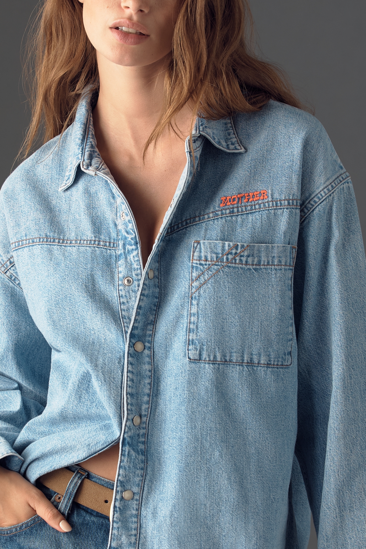 MOTHER The Big Splash Cotton Buttondown Top