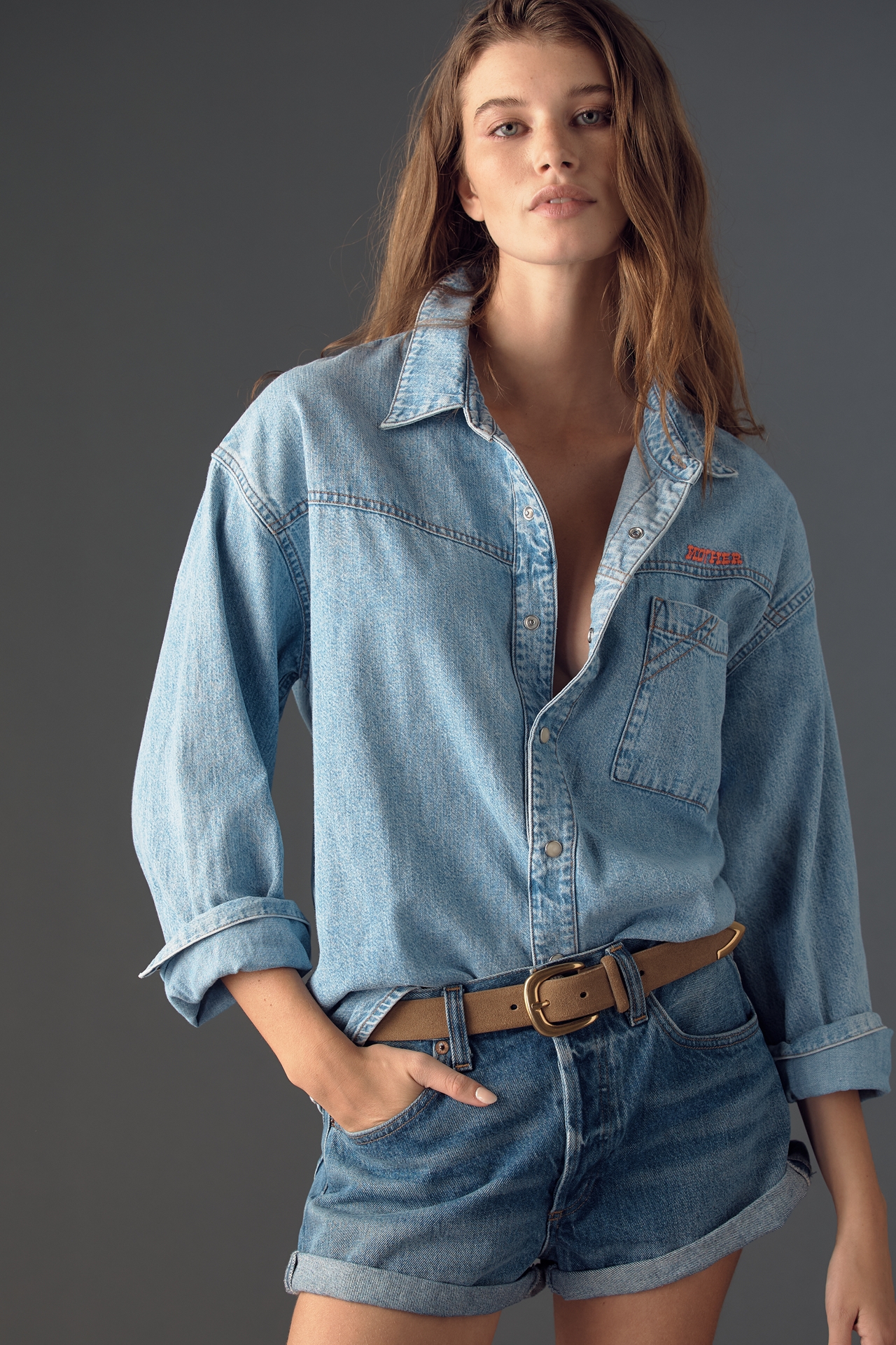 MOTHER The Big Splash Cotton Buttondown Top