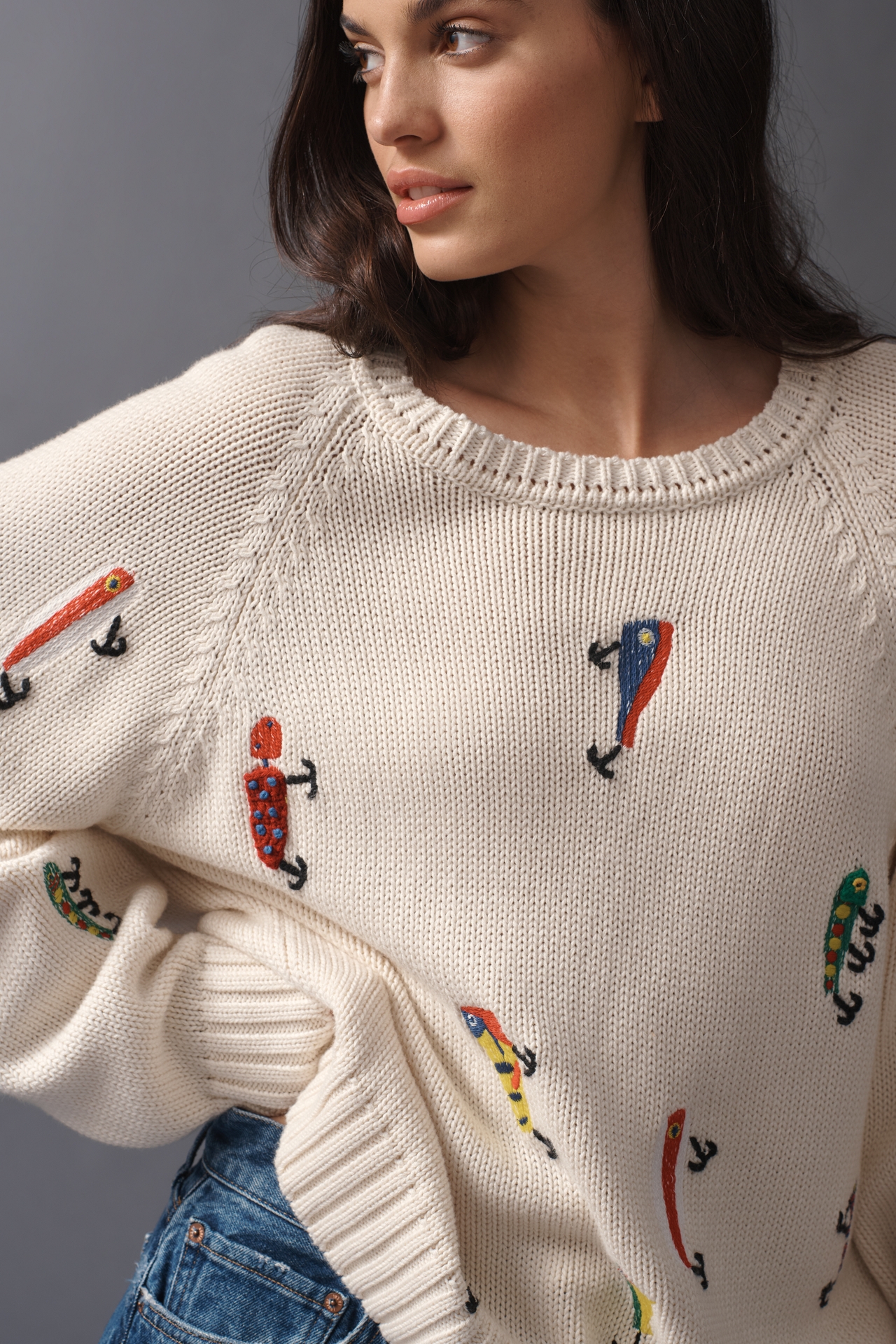 MOTHER The Raglan Cotton Pullover Sweater