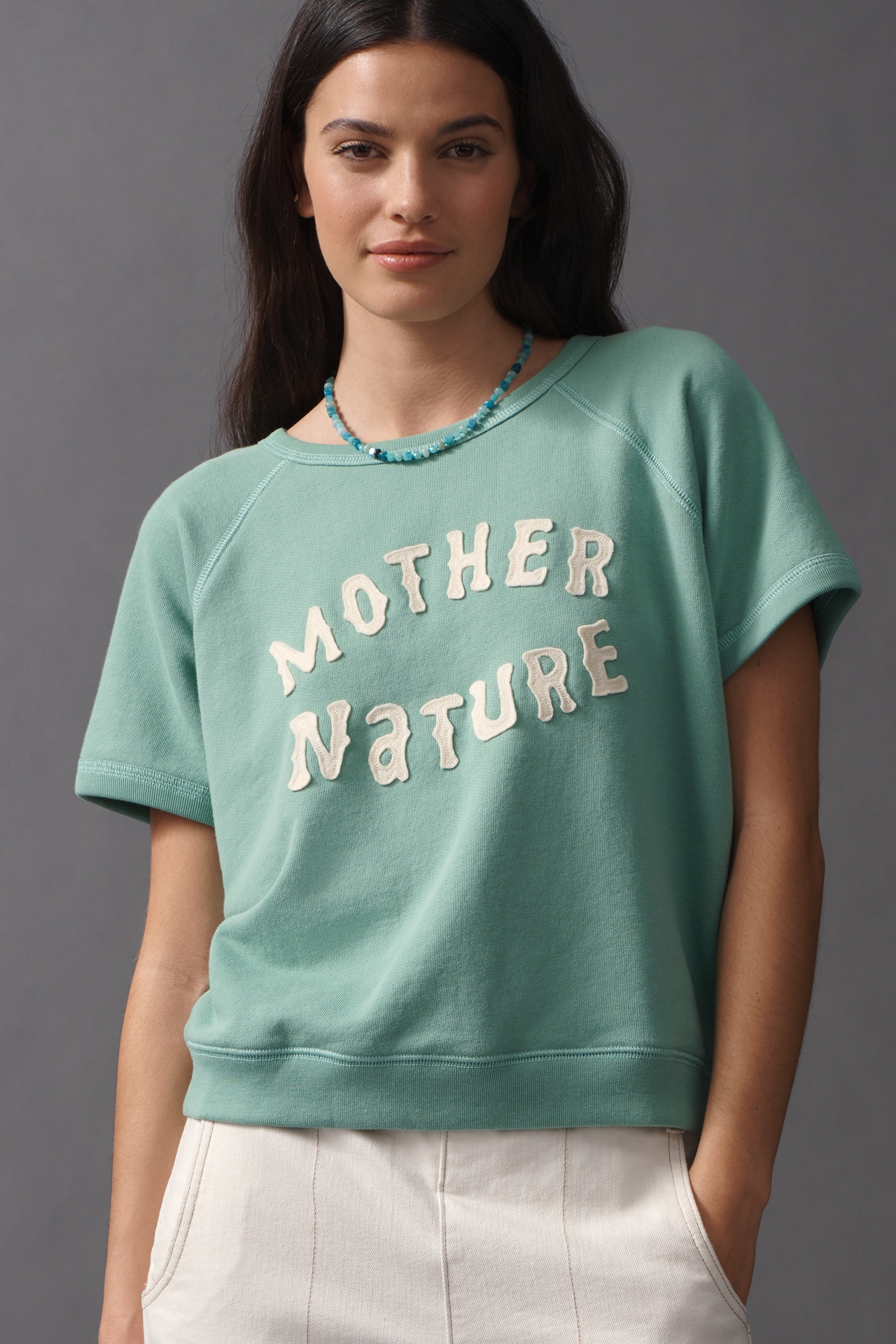 MOTHER The Short Sleeve Cotton Sweatshirt