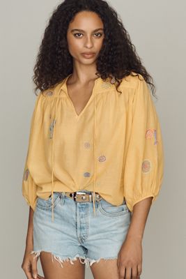 MOTHER Breeze Yoke Blouse | Anthropologie
