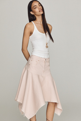 MOTHER Hanky Midi Denim Skirt | Anthropologie