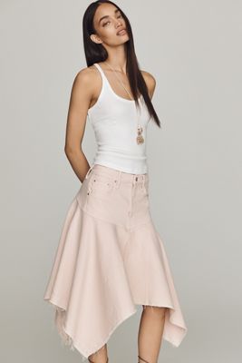 MOTHER Hanky Midi Denim Skirt