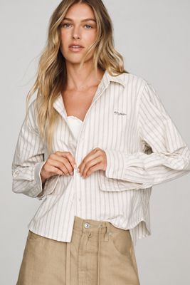 MOTHER The Cropped Bestie 100% Cotton Buttondown Shirt