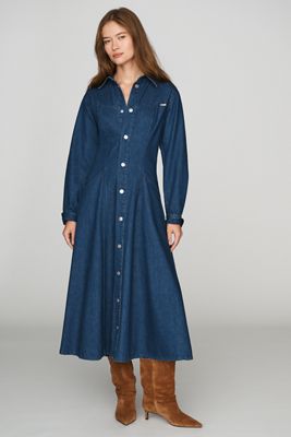 MOTHER The Honor Roll 100% Cotton Denim Shirtdress