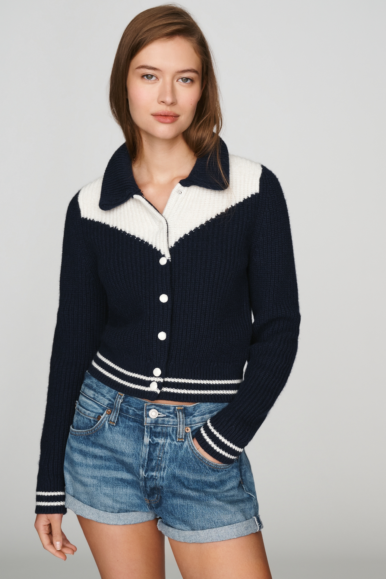 MOTHER The Baby Raquette Wool Cotton Cardigan